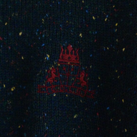 Vintage Oscar De La Renta Blue Maroon Designer 5% Wool Knit Crew Neck Sweater - Picture 6 of 11